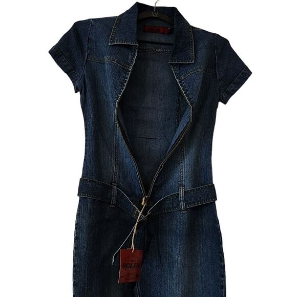 Solid Denim Y2K Charlie's Angeles Style Belted Jumpsuit - Picture 7 of 11